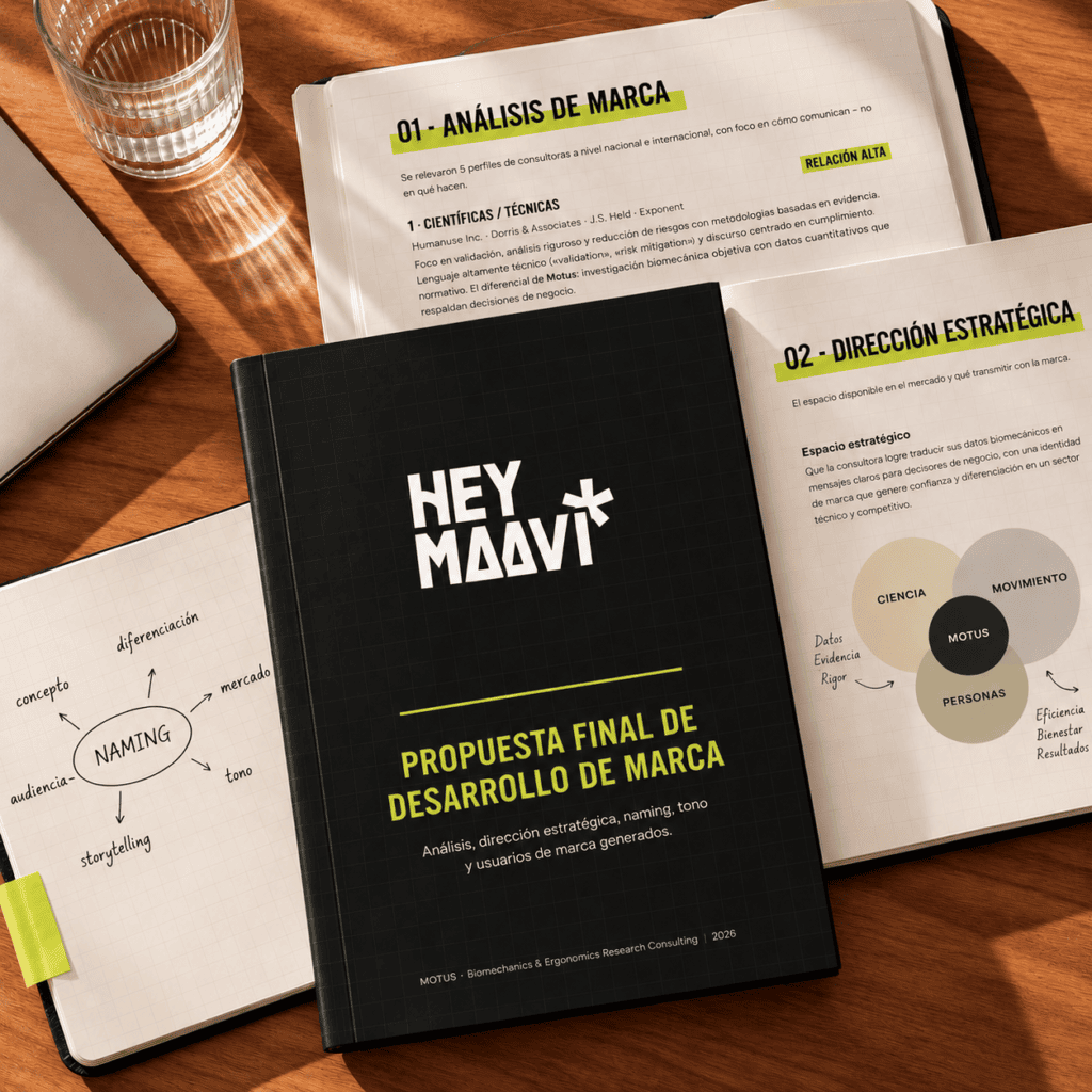 Propuesta de desarrollo de marca de Hey Maavi para Motus: análisis de marca, dirección estratégica y naming